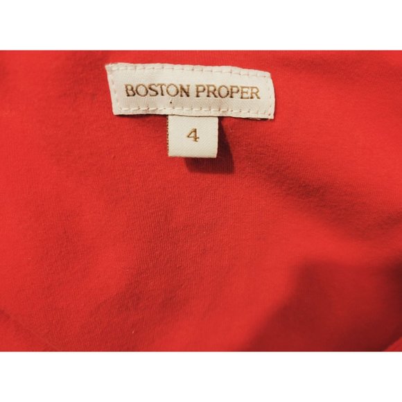 Boston Proper Red Bodycon Dress Size 4 Womens Sleeveless Beaded Neck Detail - Picture 2 of 6